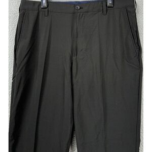 Izod Pants Men 36 Black Chino Golf Straight Leg Flat Front Stretch Pocket Casual